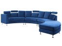 Sofa półokrągła 7-osobowa modułowa welurowa niebieska ROTUNDE Lumarko!