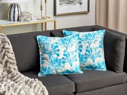 2 poduszki dekoracyjne w koral bawełniane 45 x 45 cm biało-niebieskie ROCKWEED Lumarko!