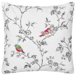 Bawełniana poduszka dekoracyjna z motywem ptaków 45 x 45 cm biała DILLENIA Lumarko!