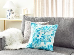 Poduszka dekoracyjna w koral bawełniana 45 x 45 cm biało-niebieska ROCKWEED Lumarko!
