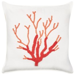 Poduszka dekoracyjna w koralowiec bawełniana 45 x 45 cm biała CORAL Lumarko!