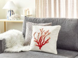 Poduszka dekoracyjna w koralowiec bawełniana 45 x 45 cm biała CORAL Lumarko!