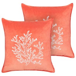 2 poduszki dekoracyjne w koralowce welurowe 45 x 45 cm czerwone NORI Lumarko!
