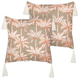 2 poduszki dekoracyjne w palmy bawełniane 45 x 45 cm wielokolorowe MELOBESIA Lumarko!