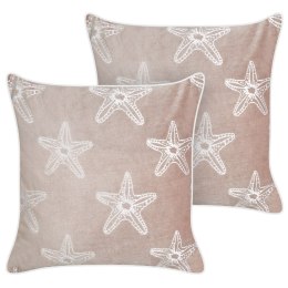 2 poduszki dekoracyjne w rozgwiazdy welurowe 45 x 45 cm różowe CERAMIUM Lumarko!