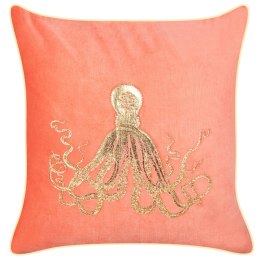 Poduszka dekoracyjna w ośmiornicę welurowa 45 x 45 cm czerwona LAMINARIA Lumarko!