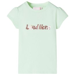 Koszulka dziecięca, półrękawki, cekinowy napis, delikatna zieleń, 104 Lumarko!