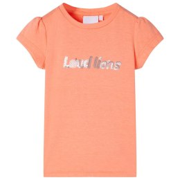 Koszulka dziecięca, półrękawki, cekinowy napis, neonowy pomarańcz, 116 Lumarko!