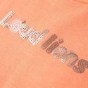 Koszulka dziecięca, półrękawki, cekinowy napis, neonowy pomarańcz, 116 Lumarko!