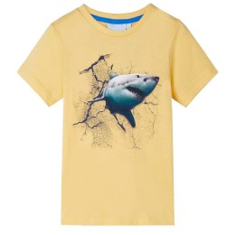 Koszulka dziecięca z nadrukiem rekina, żółta, 128 Lumarko!