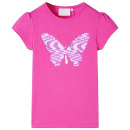 Koszulka dziecięca, półrękawki, cekinowy motyl, ciemny róż, 92 Lumarko!