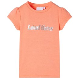 Koszulka dziecięca, półrękawki, cekinowy napis, neonowy pomarańcz, 128 Lumarko!