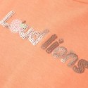Koszulka dziecięca, półrękawki, cekinowy napis, neonowy pomarańcz, 128 Lumarko!