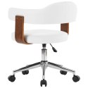 Obrotowe krzesło stołowe, białe, gięte drewno i sztuczna skóra Lumarko!