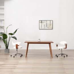 Krzesła obrotowe, 2 szt., białe, gięte drewno i sztuczna skóra Lumarko!