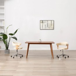 Obrotowe krzesło biurowe, kremowe, gięte drewno i ekoskóra Lumarko!