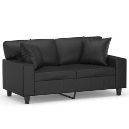 2-osobowa sofa z poduszkami, czarna, 120 cm, sztuczna skóra Lumarko!