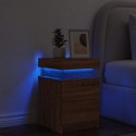 Szafka nocna z oświetleniem LED, brązowy dąb, 35x39x55 cm Lumarko!