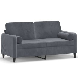 2-osobowa sofa z poduszkami, ciemnoszara, 140 cm, aksamit Lumarko!