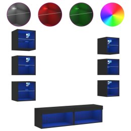 8-częściowy zestaw mebli TV z LED, czarny Lumarko!