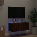Ścienna szafka TV z LED, brązowy dąb, 80x35x31 cm Lumarko!