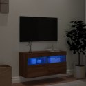 Ścienna szafka TV z LED, brązowy dąb, 80x30x40 cm Lumarko!
