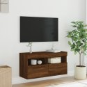 Ścienna szafka TV z LED, brązowy dąb, 80x30x40 cm Lumarko!
