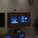 Ścienna szafka TV z LED, brązowy dąb, 98,5x30x60,5 cm Lumarko!