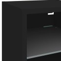 Ścienna szafka TV z LED, czarna, 30x28,5x30 cm Lumarko!