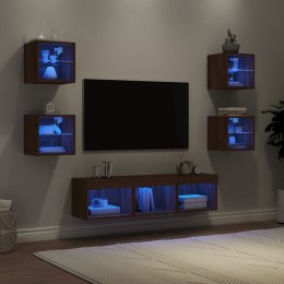 7-częściowy zestaw mebli TV z LED, brązowy dąb Lumarko!