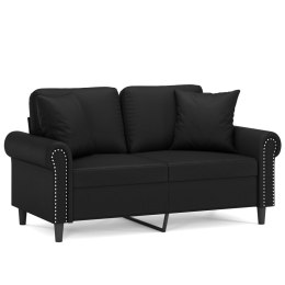 2-osobowa sofa z poduszkami, czarna, 120 cm, sztuczna skóra Lumarko!