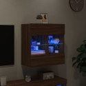 Ścienna szafka TV z LED, brązowy dąb, 58,5x30x60,5 cm Lumarko!