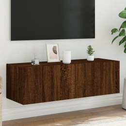 Ścienna szafka TV z LED, brązowy dąb, 100x35x31 cm Lumarko!