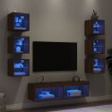 8-częściowy zestaw mebli TV z LED, brązowy dąb Lumarko!