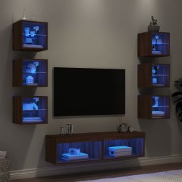 8-częściowy zestaw mebli TV z LED, brązowy dąb Lumarko!