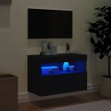 Ścienna szafka TV z LED, czarna, 60x30x40 cm Lumarko!
