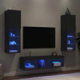 5-częściowy zestaw mebli TV z LED, czarny Lumarko!