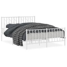Metalowa rama łóżka z wezgłowiem i zanóżkiem, biała, 140x200 cm Lumarko!