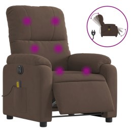 Rozkładany fotel elektryczny, masujący, brązowy, mikrofibra Lumarko!