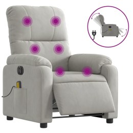 Rozkładany fotel elektryczny, masujący, jasnoszary, mikrofibra Lumarko!