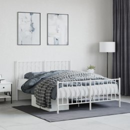 Metalowa rama łóżka z wezgłowiem i zanóżkiem, biała, 135x190 cm Lumarko!