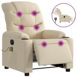 Rozkładany fotel masujący, elektryczny, kremowy, tkanina Lumarko!