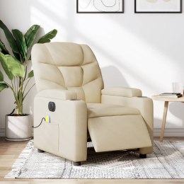 Rozkładany fotel masujący, elektryczny, kremowy, tkanina Lumarko!