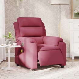 Rozkładany fotel masujący, elektryczny, winna czerwień, aksamit Lumarko!