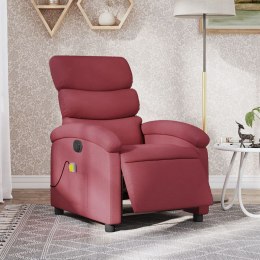 Rozkładany fotel masujący, elektryczny, winna czerwień, tkanina Lumarko!