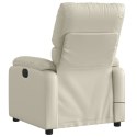 Rozkładany fotel masujący, elektryczny, kremowy, sztuczna skóra Lumarko!