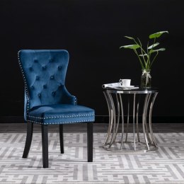 Krzesła stołowe, 4 szt., niebieskie, obite aksamitem Lumarko!