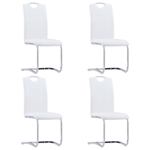 Krzesła stołowe, wspornikowe, 4 szt., białe, sztuczna skóra Lumarko!