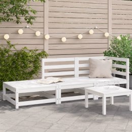 Sofa ogrodowa z podnóżkiem, 2-osobowa, biała, drewno sosnowe Lumarko!