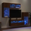 5-częściowy zestaw mebli TV z LED, brązowy dąb Lumarko!